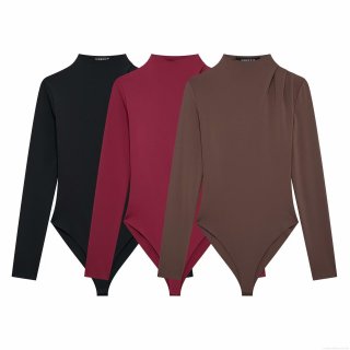 Women's Fashion Stretchy Ruched Long Sleeve Bodysuit Mock Neck Slim Fit Polyester Jumpsuit Casual One Piece Party Streetwear Chic Top Women's Fashion Stretchy Ruched Long Sleeve Bodysuit Mock Neck Slim Fit Polyester Jumpsuit Casual One Piece Party Streetwear Chic Top