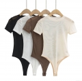 Women's Sexy See-Through Polyester Mesh Bodysuit Round Neck Short Sleeve Solid Color Slim Fit Jumpsuit Leotard Top For Streetwear Daily Wear Women's Sexy See-Through Polyester Mesh Bodysuit Round Neck Short Sleeve Solid Color Slim Fit Jumpsuit Leotard Top For Streetwear Daily Wear