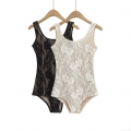 Sexy Women's Polyester Lace Bodysuit Backless Sleeveless Floral U-Neck Summer Streetwear Body Top With Bottom Snap Closure Sexy Women's Polyester Lace Bodysuit Backless Sleeveless Floral U-Neck Summer Streetwear Body Top With Bottom Snap Closure