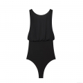 Women's Sexy Black Mesh Splicing Bodysuit Pleated Sleeveless Bow Decor Polyester Spandex Body Jumpsuit Top For Party Evening Clubwear Ladies Women's Sexy Black Mesh Splicing Bodysuit Pleated Sleeveless Bow Decor Polyester Spandex Body Jumpsuit Top For Party Evening Clubwear Ladies