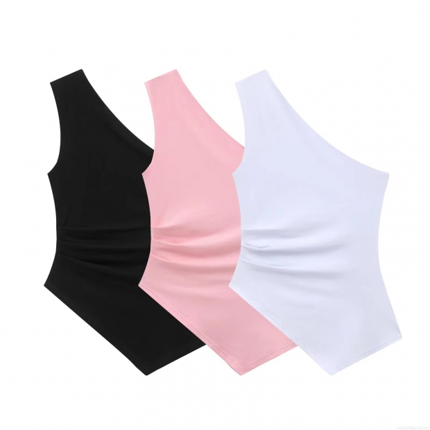 Women Sexy One Shoulder Ruched Bodysuit Sleeveless Polyester High Elasticity Jumpsuit Top For Party Clubwear Streetwear Casual White Black Pink Women Sexy One Shoulder Ruched Bodysuit Sleeveless Polyester High Elasticity Jumpsuit Top For Party Clubwear Streetwear Casual White Black Pink