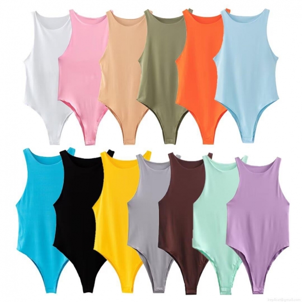 Women Sexy Sleeveless Bodysuit Halter Neck High Cut Slim Fit Stretchy Polyester Solid Color One Piece Jumpsuit For Women Streetwear Daily Party Wear Women Sexy Sleeveless Bodysuit Halter Neck High Cut Slim Fit Stretchy Polyester Solid Color One Piece Jumpsuit For Women Streetwear Daily Party Wear