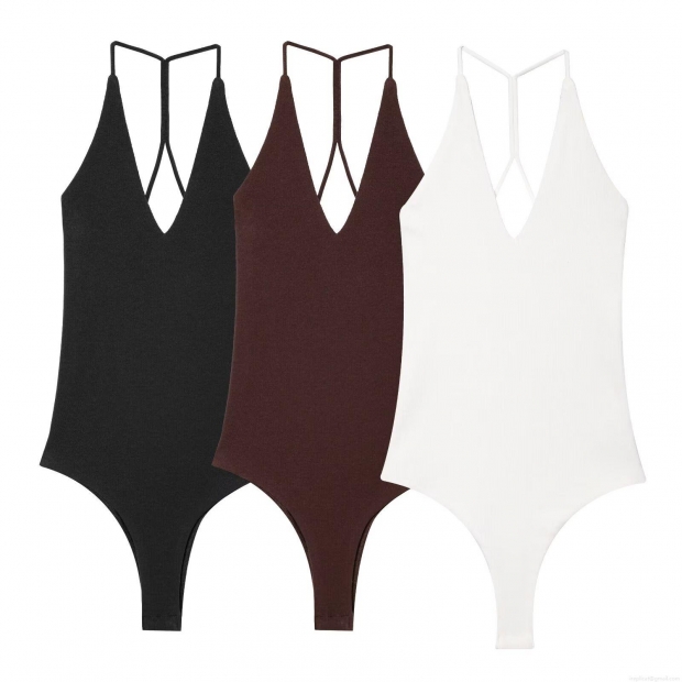 Women's Sexy Deep V Neck Halter Bodysuit Ribbed Knit Backless Sleeveless Bodysuits For Women Summer Beach Party Casual Clubwear Women's Sexy Deep V Neck Halter Bodysuit Ribbed Knit Backless Sleeveless Bodysuits For Women Summer Beach Party Casual Clubwear