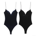 Women's Sexy Velvet Spaghetti Strap Bodysuit Deep V Neck Sleeveless Slim Fit Leotard Body Suit With Crotch Snaps Elegant Party Clubwear Jumpsuits Women's Sexy Velvet Spaghetti Strap Bodysuit Deep V Neck Sleeveless Slim Fit Leotard Body Suit With Crotch Snaps Elegant Party Clubwear Jumpsuits