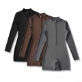 Women Long Sleeve Slim Fit Half Zip Up Romper One Piece Fitness Yoga Jumpsuit High Elastic Stand Collar Solid Short Jumpsuits For Workout Casual Streetwear Women Long Sleeve Slim Fit Half Zip Up Romper One Piece Fitness Yoga Jumpsuit High Elastic Stand Collar Solid Short Jumpsuits For Workout Casual Streetwear