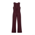 Women's Sleeveless V-Neck Jumpsuit Polyester Fleece Lined Slim Fit Front Zipper Winter Ski Jumpsuit Burgundy Deep Red Sexy Outdoor Streetwear Overall For Women Women's Sleeveless V-Neck Jumpsuit Polyester Fleece Lined Slim Fit Front Zipper Winter Ski Jumpsuit Burgundy Deep Red Sexy Outdoor Streetwear Overall For Women