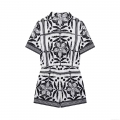 Women's Geometric Floral Print Romper Jumpsuit Lapel Short Sleeve Button Down Elastic Waist Polyester Woven Summer Casual Vacation Outfits Play Suit Women's Geometric Floral Print Romper Jumpsuit Lapel Short Sleeve Button Down Elastic Waist Polyester Woven Summer Casual Vacation Outfits Play Suit