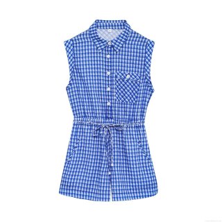 Women's Plaid Sleeveless Romper V-Neck Button Up Cotton Blend Jumpsuit Short Playsuit With Drawstring Waist Casual Streetwear Summer Fashion Women's Plaid Sleeveless Romper V-Neck Button Up Cotton Blend Jumpsuit Short Playsuit With Drawstring Waist Casual Streetwear Summer Fashion