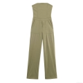 Women's Solid Color Tube Top Jumpsuit Wide Leg Long Pants With Large Pockets Sleeveless Strapless Street Style One Piece Romper Polyester Jumpsuit Women's Solid Color Tube Top Jumpsuit Wide Leg Long Pants With Large Pockets Sleeveless Strapless Street Style One Piece Romper Polyester Jumpsuit