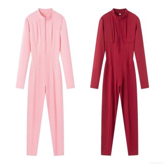 Women's Sporty Long Sleeve Jumpsuit Spandex Blend Slim Fit Shaping Yoga Suit Solid Color Zip Up Stand Collar Gym Fitness Casual One Piece Bodysuit Women's Sporty Long Sleeve Jumpsuit Spandex Blend Slim Fit Shaping Yoga Suit Solid Color Zip Up Stand Collar Gym Fitness Casual One Piece Bodysuit