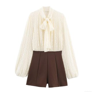 Women Elegant Lace Patchwork Romper Jumpsuit Long Sleeve Bow Neck High Waist Wide Leg Short Playsuit For Party Casual Autumn Winter Fashion Ladies Clothing Polyester Spandex Lace Outfits Women Elegant Lace Patchwork Romper Jumpsuit Long Sleeve Bow Neck High Waist Wide Leg Short Playsuit For Party Casual Autumn Winter Fashion Ladies Clothing Polyester Spandex Lace Outfits
