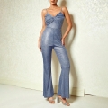 Women's Sexy Sequin Jumpsuit Camisole V-Neck Twist Front Backless Wide Leg Pants Elegant Party Evening Romper Misty Blue Polyester Spandex Women's Sexy Sequin Jumpsuit Camisole V-Neck Twist Front Backless Wide Leg Pants Elegant Party Evening Romper Misty Blue Polyester Spandex