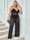 Women Plus Size Lace Hollow Out Jumpsuit Sexy Deep V Sleeveless Straight Leg Romper Party Clubwear Casual Black Long Jumpsuits Women Plus Size Lace Hollow Out Jumpsuit Sexy Deep V Sleeveless Straight Leg Romper Party Clubwear Casual Black Long Jumpsuits
