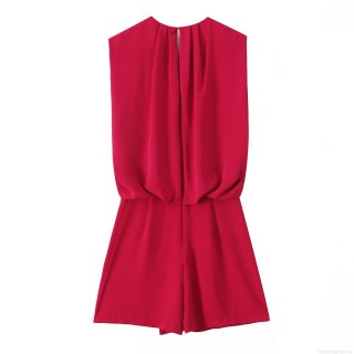 Women's Elegant Sleeveless Chiffon Jumpsuit Ruffle Waist Round Neck Short Romper Party Fashion One-Piece Outfit Women's Elegant Sleeveless Chiffon Jumpsuit Ruffle Waist Round Neck Short Romper Party Fashion One-Piece Outfit