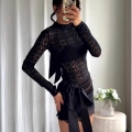 Elegant Women Sexy Lace Bodysuit Top Mock Neck Long Sleeve Back Satin Bow Tie Jumpsuit Floral Textured Party Clubwear Body Suit Elegant Women Sexy Lace Bodysuit Top Mock Neck Long Sleeve Back Satin Bow Tie Jumpsuit Floral Textured Party Clubwear Body Suit