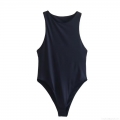Women's Sleeveless Bodysuit Mock Neck Solid Color High Elasticity Slim Fit One Piece Jumpsuit With Bottom Snaps For Summer Casual Club Party Streetwear Women's Sleeveless Bodysuit Mock Neck Solid Color High Elasticity Slim Fit One Piece Jumpsuit With Bottom Snaps For Summer Casual Club Party Streetwear