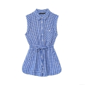 Women Gingham Check Sleeveless Romper Lapel Neck Single Breasted Jumpsuit With Drawstring Waist Summer Casual Shorts Playsuit Outfits Women Gingham Check Sleeveless Romper Lapel Neck Single Breasted Jumpsuit With Drawstring Waist Summer Casual Shorts Playsuit Outfits