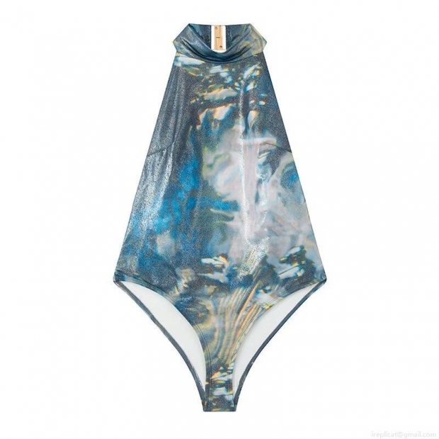 Women's Metallic Glossy Fluid Print Mock Neck Bodysuit Sleeveless Backless High Cut Jumpsuit One-Piece Streetwear Party Clubwear Beachwear For Women Women's Metallic Glossy Fluid Print Mock Neck Bodysuit Sleeveless Backless High Cut Jumpsuit One-Piece Streetwear Party Clubwear Beachwear For Women