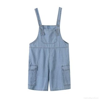 Women Loose Casual Denim Overalls Short Jumpsuit Cotton Sleeveless Cargo Streetwear Light Blue Jean Playsuit With Adjustable Straps And Pockets Women Loose Casual Denim Overalls Short Jumpsuit Cotton Sleeveless Cargo Streetwear Light Blue Jean Playsuit With Adjustable Straps And Pockets