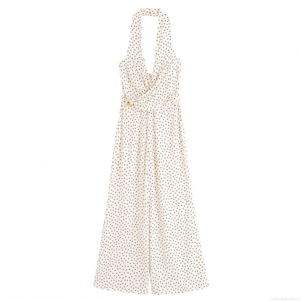 Women's Sexy Backless Polka Dot Halter Jumpsuit Elegant Sleeveless Wide Leg Long Pants Summer Vacation Party One Piece Romper Outfit Women's Sexy Backless Polka Dot Halter Jumpsuit Elegant Sleeveless Wide Leg Long Pants Summer Vacation Party One Piece Romper Outfit
