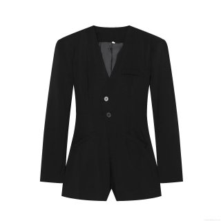 Women's Elegant Blazer Romper Cotton Blend Double Breasted Long Sleeve V-Neck Jumpsuit Short Pants Slim Fit Playsuit For Party Office Lady Fashion Women's Elegant Blazer Romper Cotton Blend Double Breasted Long Sleeve V-Neck Jumpsuit Short Pants Slim Fit Playsuit For Party Office Lady Fashion
