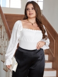 Women's Plus Size Square Neck Long Sleeve Bodysuit Sexy Backless Lace-up Slim Fit Elegant White Polyester Spandex Bodysuit Top For Party Dating Women's Plus Size Square Neck Long Sleeve Bodysuit Sexy Backless Lace-up Slim Fit Elegant White Polyester Spandex Bodysuit Top For Party Dating