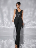 Women's Sexy Sequin Sleeveless Jumpsuit Deep V-Neck Wide-Leg One-Piece Romper Elegant Evening Party Jumpsuit High Waist Black Long Trousers Women's Sexy Sequin Sleeveless Jumpsuit Deep V-Neck Wide-Leg One-Piece Romper Elegant Evening Party Jumpsuit High Waist Black Long Trousers