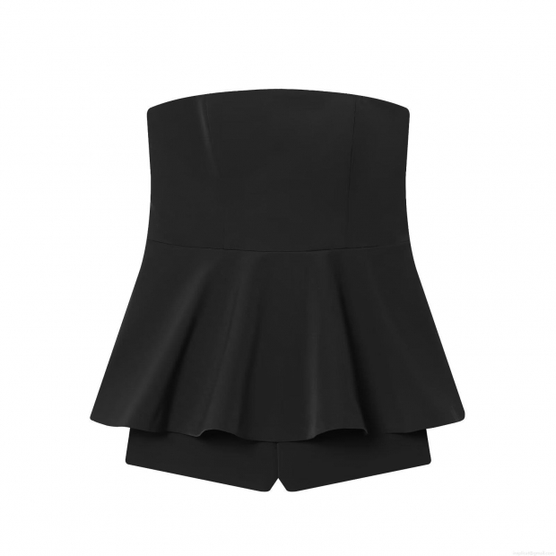 Women's Sexy Off-The-Shoulder Peplum Romper Sleeveless Solid Black Mini Jumpsuit Elegant Party Night Out Slim Fit One-Piece Playsuit Women's Sexy Off-The-Shoulder Peplum Romper Sleeveless Solid Black Mini Jumpsuit Elegant Party Night Out Slim Fit One-Piece Playsuit