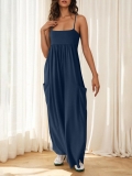 Women's Summer Casual Jumpsuit Polyester Sleeveless Square Neck Backless High Waist Wide Leg Long Romper With Pockets Solid Color Slim Fitting Commuter Style Fashion Jumpsuit Women's Summer Casual Jumpsuit Polyester Sleeveless Square Neck Backless High Waist Wide Leg Long Romper With Pockets Solid Color Slim Fitting Commuter Style Fashion Jumpsuit