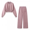 Women's 2-Piece Embroidery Sweatshirt and Joggers Set Zip Up Stand Collar Short Hoodie High Waist Wide Leg Pants Streetwear Casual Warm Tracksuit Women's 2-Piece Embroidery Sweatshirt and Joggers Set Zip Up Stand Collar Short Hoodie High Waist Wide Leg Pants Streetwear Casual Warm Tracksuit