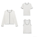 Women's 3-Piece Knit Set Contrast Trim Long Sleeve Cardigan Short Sleeve T-Shirt Cami Vest Casual Streetwear Outfits Mercerized Cotton White Black Trim Knitwear Tops Women's 3-Piece Knit Set Contrast Trim Long Sleeve Cardigan Short Sleeve T-Shirt Cami Vest Casual Streetwear Outfits Mercerized Cotton White Black Trim Knitwear Tops