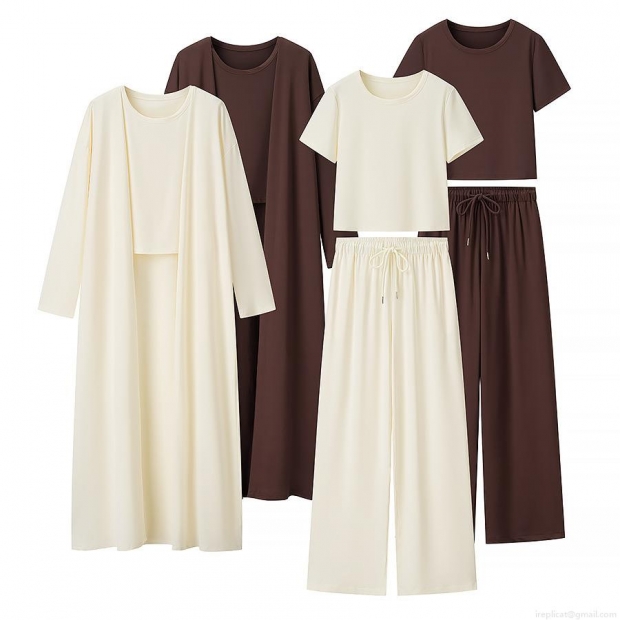 Women's 3-Piece Knitted Loungewear Set 100% Polyester Long Cardigan Open Front Coat Short Sleeve T-Shirt And Drawstring Wide Leg Pants Casual Streetwear Outfits Women's 3-Piece Knitted Loungewear Set 100% Polyester Long Cardigan Open Front Coat Short Sleeve T-Shirt And Drawstring Wide Leg Pants Casual Streetwear Outfits