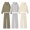 Women's Casual Solid Color Loungewear Set Fleece Lined Drawstring Hoodie and Wide Leg Pants Two Piece Outfits Soft Knit Sweatshirt Streetwear Women's Casual Solid Color Loungewear Set Fleece Lined Drawstring Hoodie and Wide Leg Pants Two Piece Outfits Soft Knit Sweatshirt Streetwear