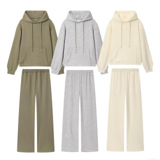 Women's Casual Solid Color Loungewear Set Fleece Lined Drawstring Hoodie and Wide Leg Pants Two Piece Outfits Soft Knit Sweatshirt Streetwear Women's Casual Solid Color Loungewear Set Fleece Lined Drawstring Hoodie and Wide Leg Pants Two Piece Outfits Soft Knit Sweatshirt Streetwear