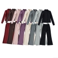 Women's 2-Piece Fleece Lined Tracksuit Set Solid Color Stand Collar Zipper Jacket and High Waist Wide Leg Sweatpants Casual Sporty Loungewear Outfits