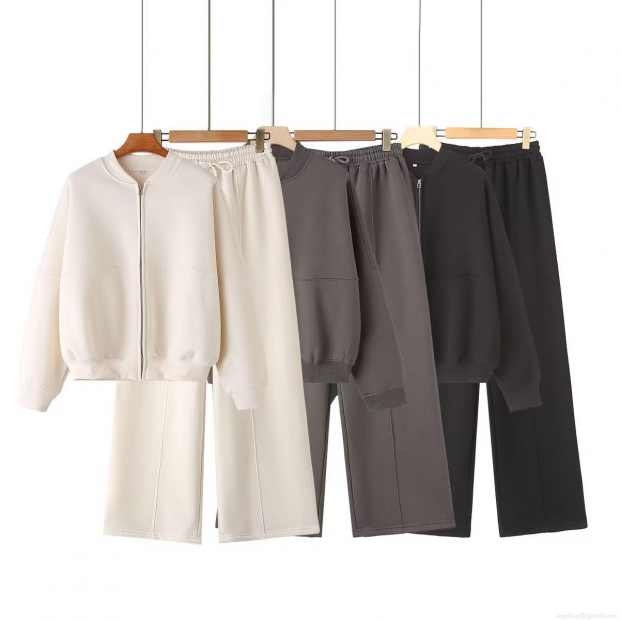 Women's Casual 2 Piece Fleece Tracksuit Set Zipper Stand Collar Bomber Jacket And Wide Leg Sweatpants Soft Knitted Lounge Sport Streetwear Outfit Women's Casual 2 Piece Fleece Tracksuit Set Zipper Stand Collar Bomber Jacket And Wide Leg Sweatpants Soft Knitted Lounge Sport Streetwear Outfit