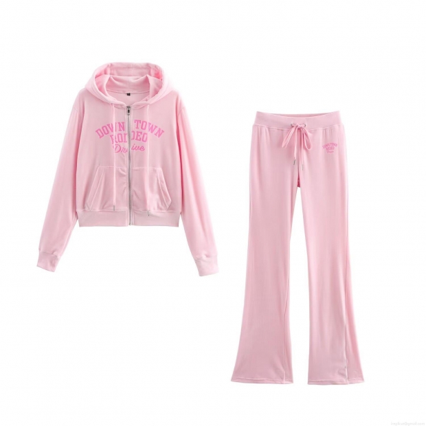 Women's Pink Velour Tracksuit Set Fashion Zip Up Hooded Sweatshirt and Drawstring Flare Leg Pants Two Piece Casual Loungewear Outfits for Women Women's Pink Velour Tracksuit Set Fashion Zip Up Hooded Sweatshirt and Drawstring Flare Leg Pants Two Piece Casual Loungewear Outfits for Women