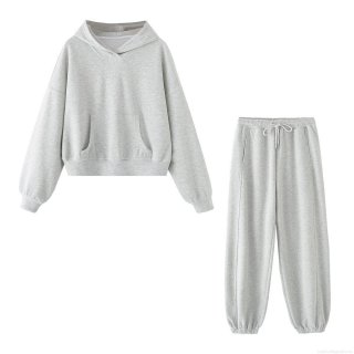 Women's Casual Hoodie and Jogger Set Heather Grey Polyester Spandex Solid Color Long Sleeve Hooded Sweatshirt Drawstring Sweatpants For Running Sports Loungewear Women's Casual Hoodie and Jogger Set Heather Grey Polyester Spandex Solid Color Long Sleeve Hooded Sweatshirt Drawstring Sweatpants For Running Sports Loungewear