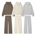 Women's Fleece Lounge Set Casual 2 Piece Solid Color Hoodie And Wide Leg Pants Soft Warm Tracksuit Fall Winter Sportswear Women's Fleece Lounge Set Casual 2 Piece Solid Color Hoodie And Wide Leg Pants Soft Warm Tracksuit Fall Winter Sportswear