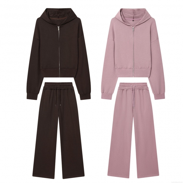 Women's Casual Cotton Blend Hooded Cropped Sweatshirt and Straight Leg Pants Set Fashion Solid Color Zip Up Hoodie Two Piece Loungewear For Women Streetwear Women's Casual Cotton Blend Hooded Cropped Sweatshirt and Straight Leg Pants Set Fashion Solid Color Zip Up Hoodie Two Piece Loungewear For Women Streetwear