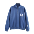Women's Casual Cotton Blend Two Piece Set Half Zip Stand Collar Sweatshirt And Wide Leg Sweatpants Distressed Letter LA Print Loungewear Tracksuit For Women Women's Casual Cotton Blend Two Piece Set Half Zip Stand Collar Sweatshirt And Wide Leg Sweatpants Distressed Letter LA Print Loungewear Tracksuit For Women