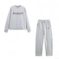 Women's Manhattan USA Embroidery Long Sleeve Sweatshirt and High Waist Jogger Pants Two Piece Set Casual Polyester Loungewear Tracksuit For Women Women's Manhattan USA Embroidery Long Sleeve Sweatshirt and High Waist Jogger Pants Two Piece Set Casual Polyester Loungewear Tracksuit For Women
