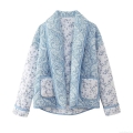 Women's Quilted Jacket Polyester Paisley Floral Print Padded Coat Lapel Long Sleeve Loose Outerwear For Autumn Winter Casual Sweet Style Women's Quilted Jacket Polyester Paisley Floral Print Padded Coat Lapel Long Sleeve Loose Outerwear For Autumn Winter Casual Sweet Style