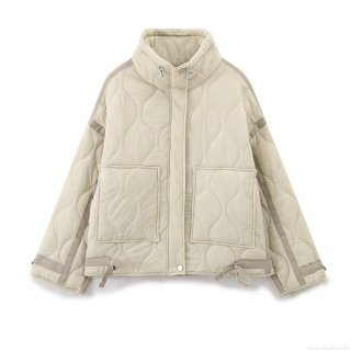 Women's Fashion Quilted Puffer Jacket Wave Pattern Stand Collar Drawstring Hem Padded Outerwear Lightweight Polyester Coat For Autumn Winter Casual Streetwear Ladies Women's Fashion Quilted Puffer Jacket Wave Pattern Stand Collar Drawstring Hem Padded Outerwear Lightweight Polyester Coat For Autumn Winter Casual Streetwear Ladies