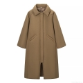 Women's Long Puffer Coat Lapel Collar Solid Color Long Sleeve Polyester Cotton Padded Jacket Streetwear Loose Casual Warm Winter Outerwear