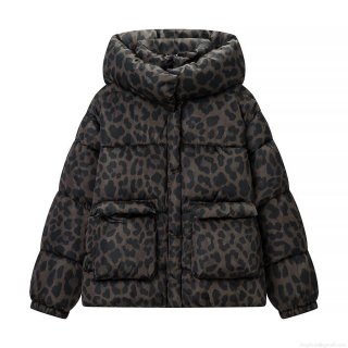 Women's Leopard Print Hooded Puffer Jacket Casual Warm Polyester Padded Coat with Pockets Long Sleeve Zip Up Outerwear for Winter Streetwear Women's Leopard Print Hooded Puffer Jacket Casual Warm Polyester Padded Coat with Pockets Long Sleeve Zip Up Outerwear for Winter Streetwear