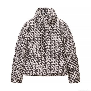 Women's Winter Puffer Jacket Stand Collar Geometric Y-Shape Monogram Print Long Sleeve Warm Quilted Outerwear Coat For Autumn Winter Streetwear Women's Winter Puffer Jacket Stand Collar Geometric Y-Shape Monogram Print Long Sleeve Warm Quilted Outerwear Coat For Autumn Winter Streetwear