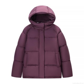 Women's Oversized Hooded Padded Jacket Polyester Quilted Thick Warm Winter Puffer Coat Solid Purple Casual Outdoor Streetwear Outerwear For Women Women's Oversized Hooded Padded Jacket Polyester Quilted Thick Warm Winter Puffer Coat Solid Purple Casual Outdoor Streetwear Outerwear For Women