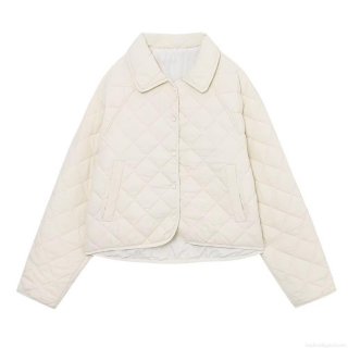 Women's Rhombic Quilted Jacket Polyester Padded Short Outerwear Single Breasted Lapel Collar Warm Cotton Coat For Casual Streetwear Autumn Winter Women's Rhombic Quilted Jacket Polyester Padded Short Outerwear Single Breasted Lapel Collar Warm Cotton Coat For Casual Streetwear Autumn Winter