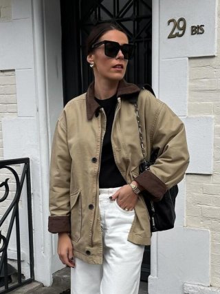Women's Fashion Corduroy Patchwork Lapel Padded Jacket Workwear Style Multi-Pocket Button Down Loose Warm Coat Outerwear for Autumn Winter Women's Fashion Corduroy Patchwork Lapel Padded Jacket Workwear Style Multi-Pocket Button Down Loose Warm Coat Outerwear for Autumn Winter